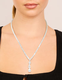 Silver Cubic Zirconia Lovely Pear Necklace - link has visual effect only