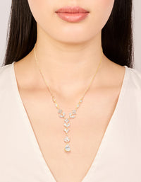 Gold Cubic Zirconia Floral Pear Y-Necklace - link has visual effect only