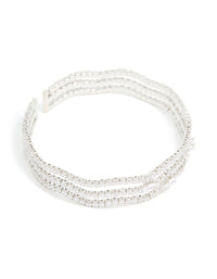 Silver Cubic Zirconia Marquise Wavy Wrist Cuff - link has visual effect only