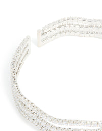 Silver Cubic Zirconia Marquise Wavy Wrist Cuff - link has visual effect only