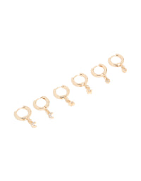 Gold Diamante Celestial Small Huggie Earrings 3-Pack - link has visual effect only