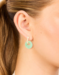 Gold Green Acrylic Drop Huggie Earrings - link has visual effect only