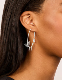 Silver Butterflies Hoop Earrings - link has visual effect only