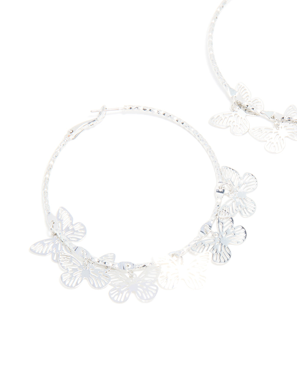 Silver Butterflies Hoop Earrings