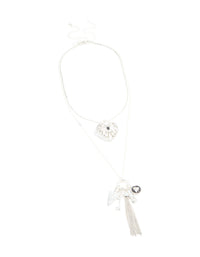 Antique Silver Heart & Arrow Boho Charm Layered Necklace - link has visual effect only