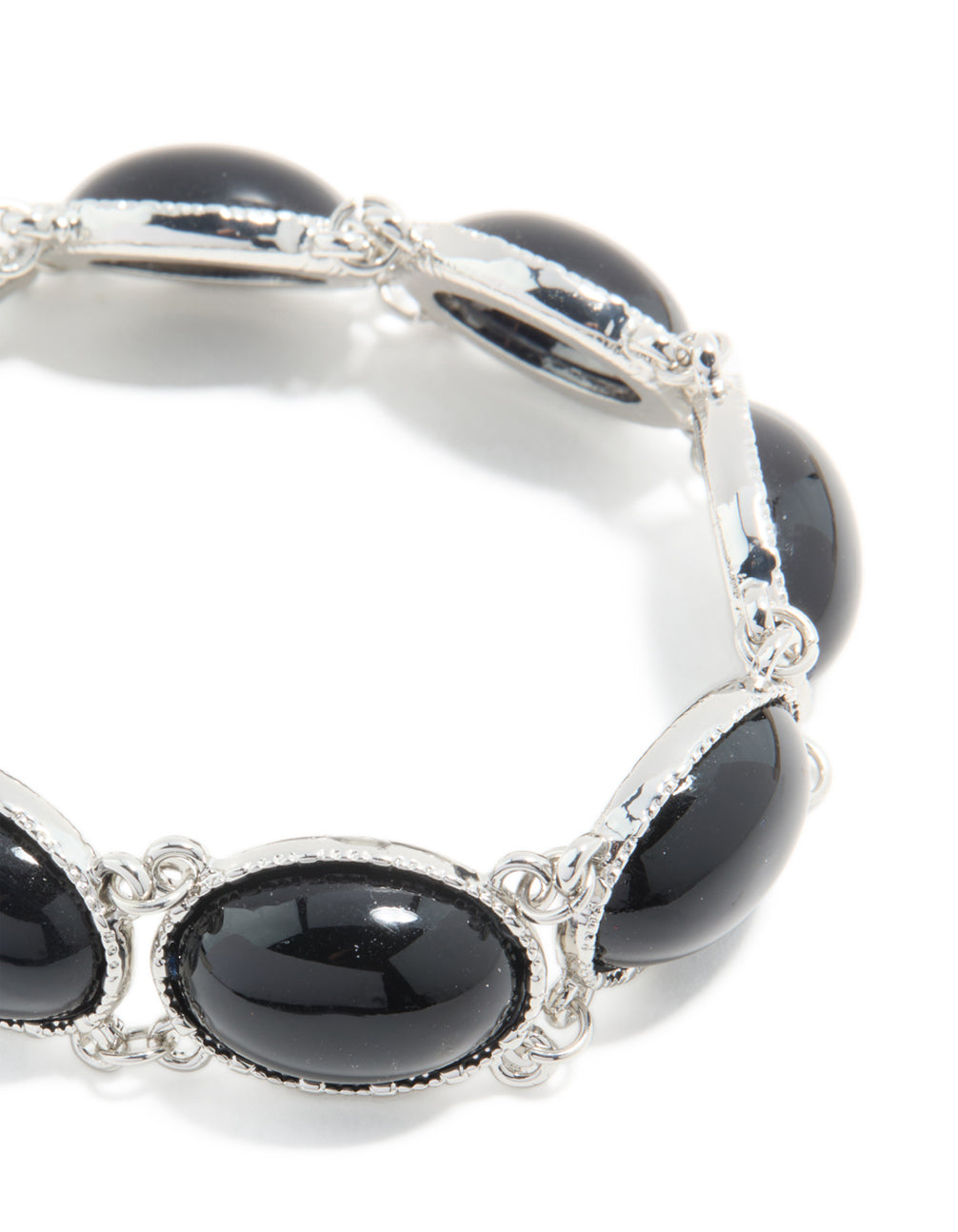Silver Black Stone Multi Circle Bracelet