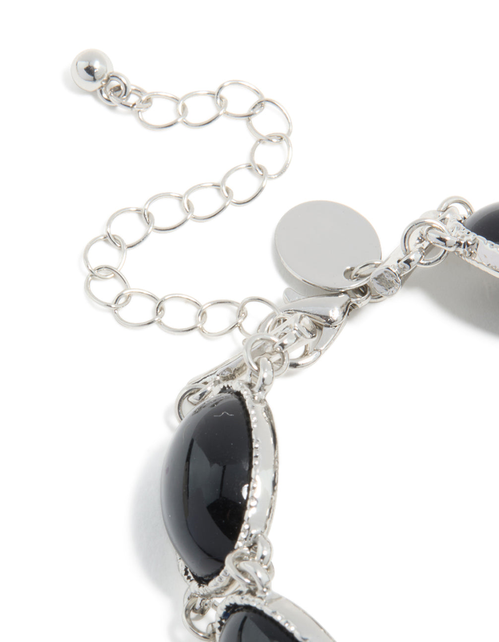 Silver Black Stone Multi Circle Bracelet