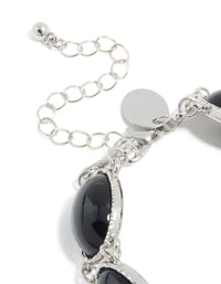 Silver Black Stone Multi Circle Bracelet - link has visual effect only
