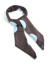 Chocolate Brown Large Pale Blue Polka Dot Fabric Scarf - link has visual effect only