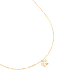 Waterproof Gold Plated Stainless Steel Mini Bubble Letter W Necklace - link has visual effect only
