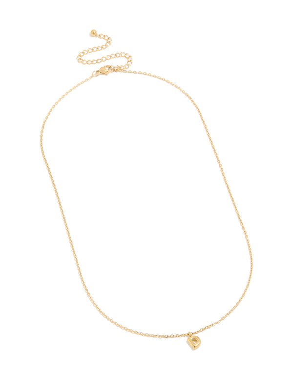 Waterproof Gold Plated Stainless Steel Mini Bubble Letter D Necklace