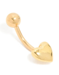 Gold Plated Surgical Steel Plain Bubble Heart Belly Bar - link has visual effect only