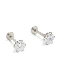 Surgical Steel Cubic Zirconia Round Flat Back Studs - link has visual effect only