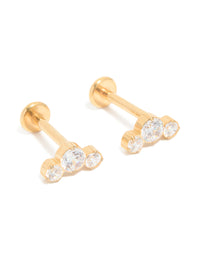 Gold Plated Surgical Steel Zirconia Bezel Trio Flat Back Studs - link has visual effect only