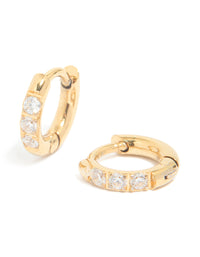Gold Plated Surgical Steel Cubic Zirconia Classic Hoop Earrings 6 MM - link has visual effect only