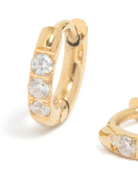 Gold Plated Surgical Steel Cubic Zirconia Classic Hoop Earrings 6 MM - link has visual effect only