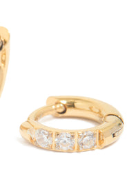 Gold Plated Surgical Steel Cubic Zirconia Classic Hoop Earrings 6 MM - link has visual effect only