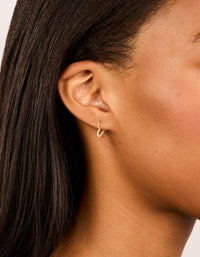 Gold Plated Surgical Steel Cubic Zirconia Fine Heart Sleeper Earrings - link has visual effect only