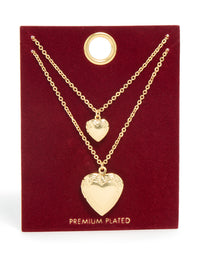 Gold Plated Heart Necklaces 2 Pack - link has visual effect only