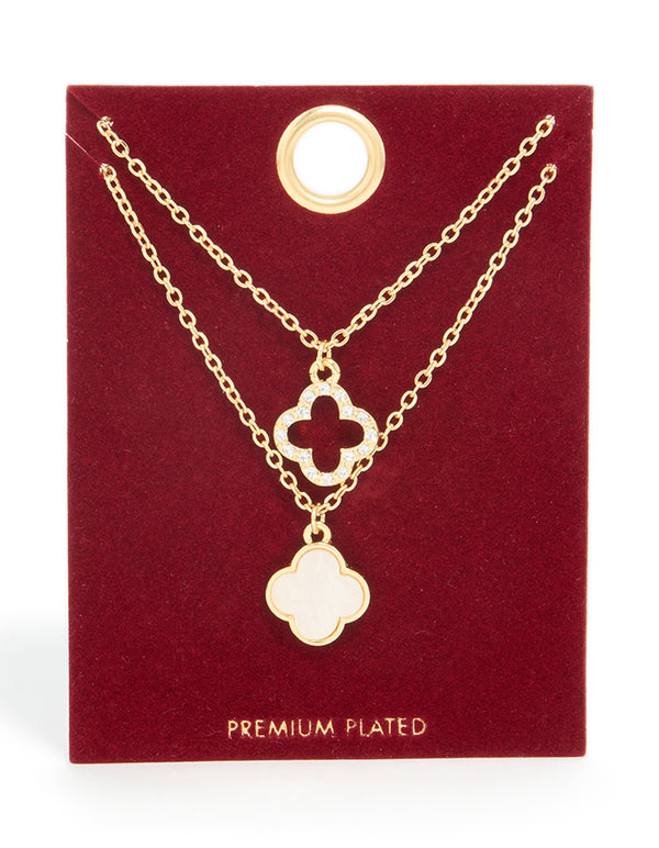 Gold Plated Flower Necklaces 2-Pack