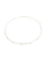 Silver Plated Diamante Flower Bangle - link has visual effect only