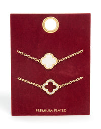 Gold Plated Flower Bracelets 2-Pack - link has visual effect only