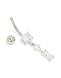 Titanium Diamante Chain Drop Belly Bar - link has visual effect only