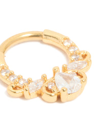 Gold Plated Titanium Diamante Detail Clicker Ring - link has visual effect only