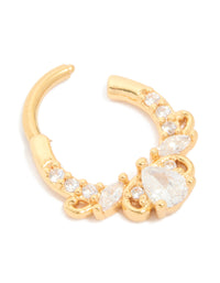 Gold Plated Titanium Diamante Detail Clicker Ring - link has visual effect only