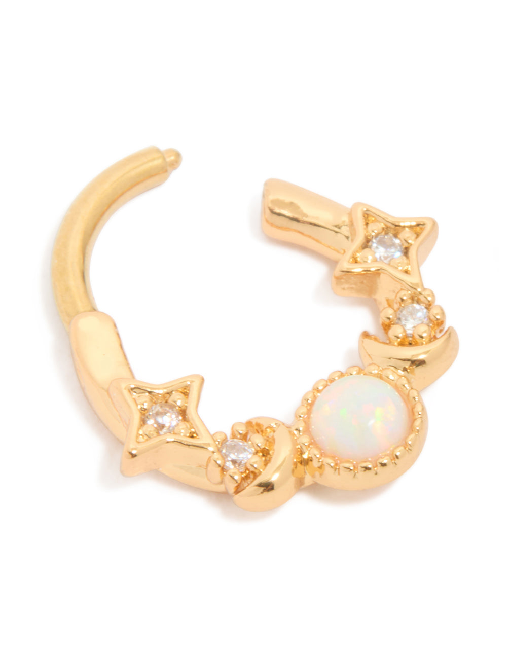 Gold Plated Titanium Celestial Opal Clicker Ring