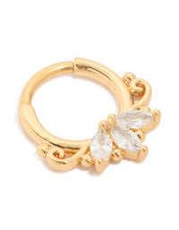 Gold Plated Titanium Diamante Marquise Detail Clicker Ring - link has visual effect only