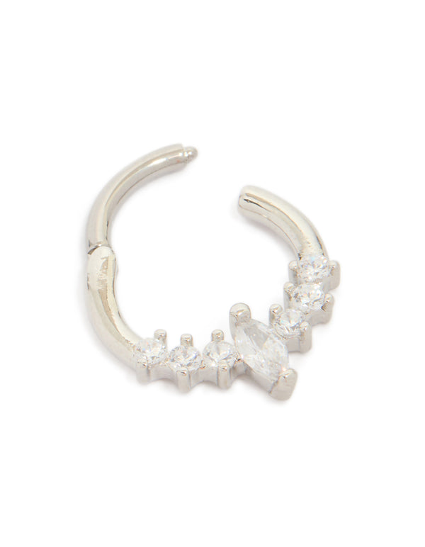 Titanium Diamante Round Detail Clicker Ring