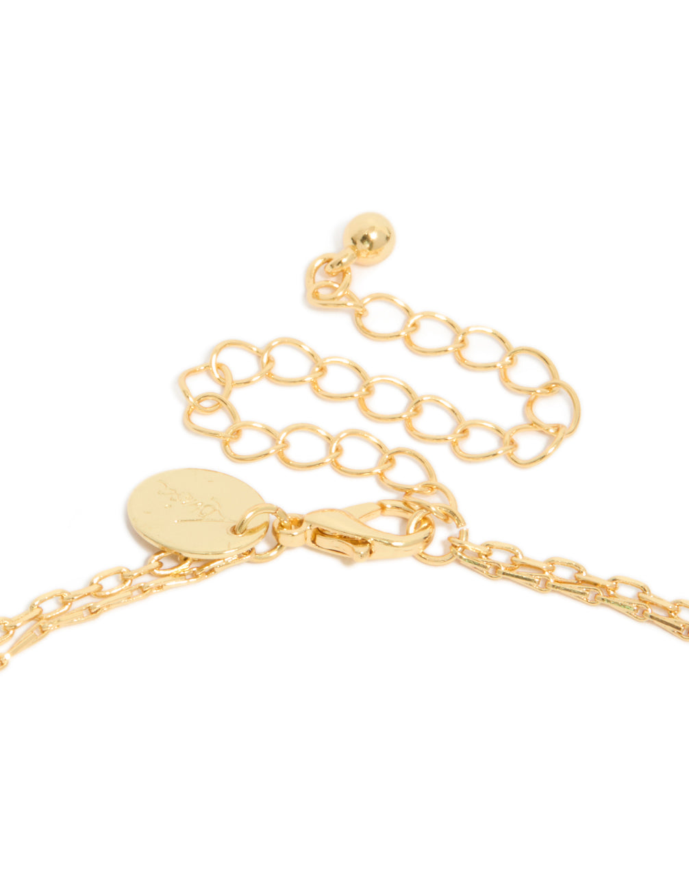 Gold Plated Cross & Rectangle Tab Pendant Layered Necklace