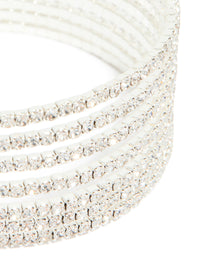 Silver Diamante Shiny Seven Layered Wrist Cuff - link has visual effect only