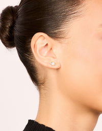 Waterproof Gold Plated Stainless Steel October Cubic Zirconia Duo Stud Earrings - link has visual effect only