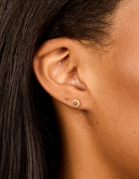 Waterproof Stainless Steel Cubic Zirconia January Birthstone Bezel Set Stud Earrings - link has visual effect only