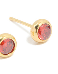 Waterproof Stainless Steel Cubic Zirconia January Birthstone Bezel Set Stud Earrings - link has visual effect only