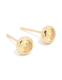 Waterproof Gold Plated Stainless Steel Cubic Zirconia November Birthstone Bezel Set Stud Earrings - link has visual effect only