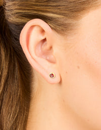 Waterproof Gold Plated Stainless Steel Cubic Zirconia July Birthstone Bezel Set Stud Earrings - link has visual effect only