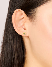 Waterproof Gold Plated Stainless Steel Cubic Zirconia August Birthstone Bezel Set Stud Earrings - link has visual effect only