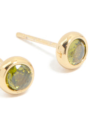 Waterproof Gold Plated Stainless Steel Cubic Zirconia August Birthstone Bezel Set Stud Earrings - link has visual effect only
