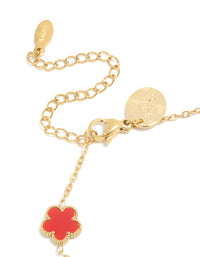 Waterproof Gold Plated Stainless Steel Red Shell Petal Flower Charm Bracelet - link has visual effect only