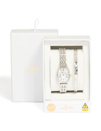 Silver Watch & Diamante Wrist Cuff Set - link has visual effect only