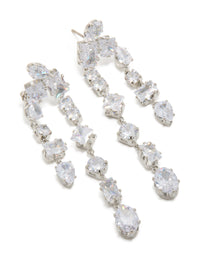 Silver Cubic Zirconia Multi Asymmetrical Drop Earrings - link has visual effect only