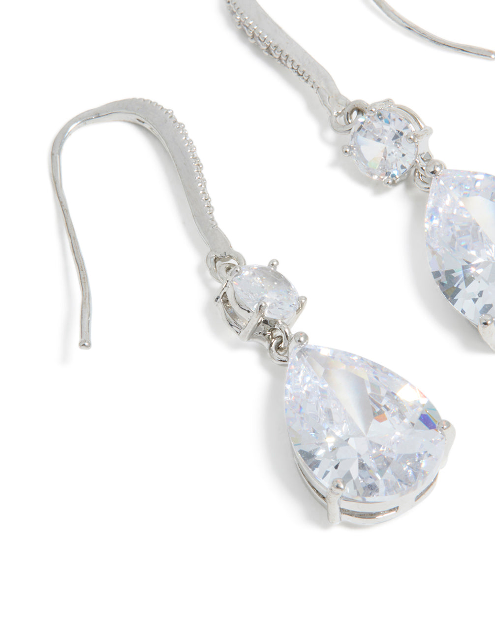 Silver Cubic Zirconia Pear Drop Earrings