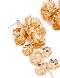 Gold Long Floral Drop Earrings - link has visual effect only