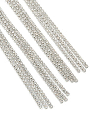 Silver Diamante Knotted Tassel Drop Earrings - link has visual effect only