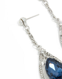 Silver Blue Diamante Pear Glitzy Drop Earrings - link has visual effect only
