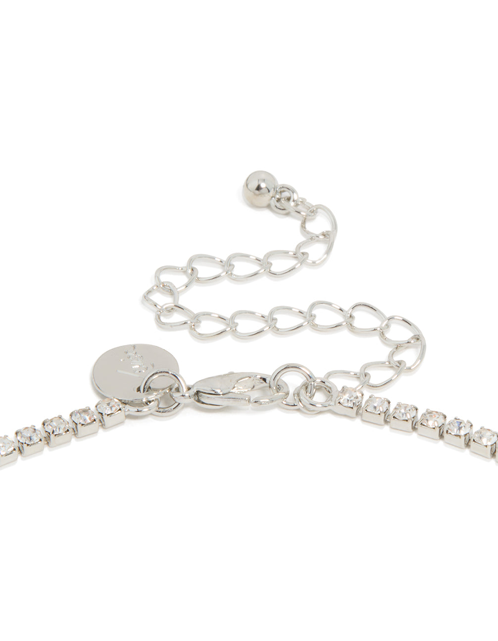 Silver Blue Diamante V-Shaped Pendant Necklace & Earrings Set