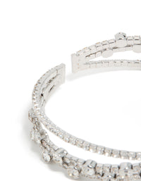 Silver Diamante Crossed Circle Wrist Cuff - link has visual effect only